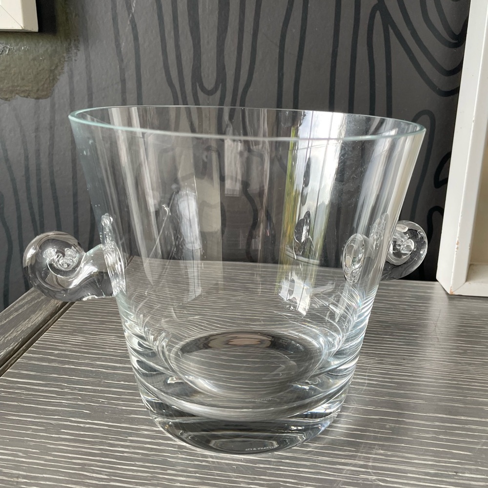 Tiffany & Co. Signed Crystal Ice Bucket / Champagne Cooler with Scroll Handles